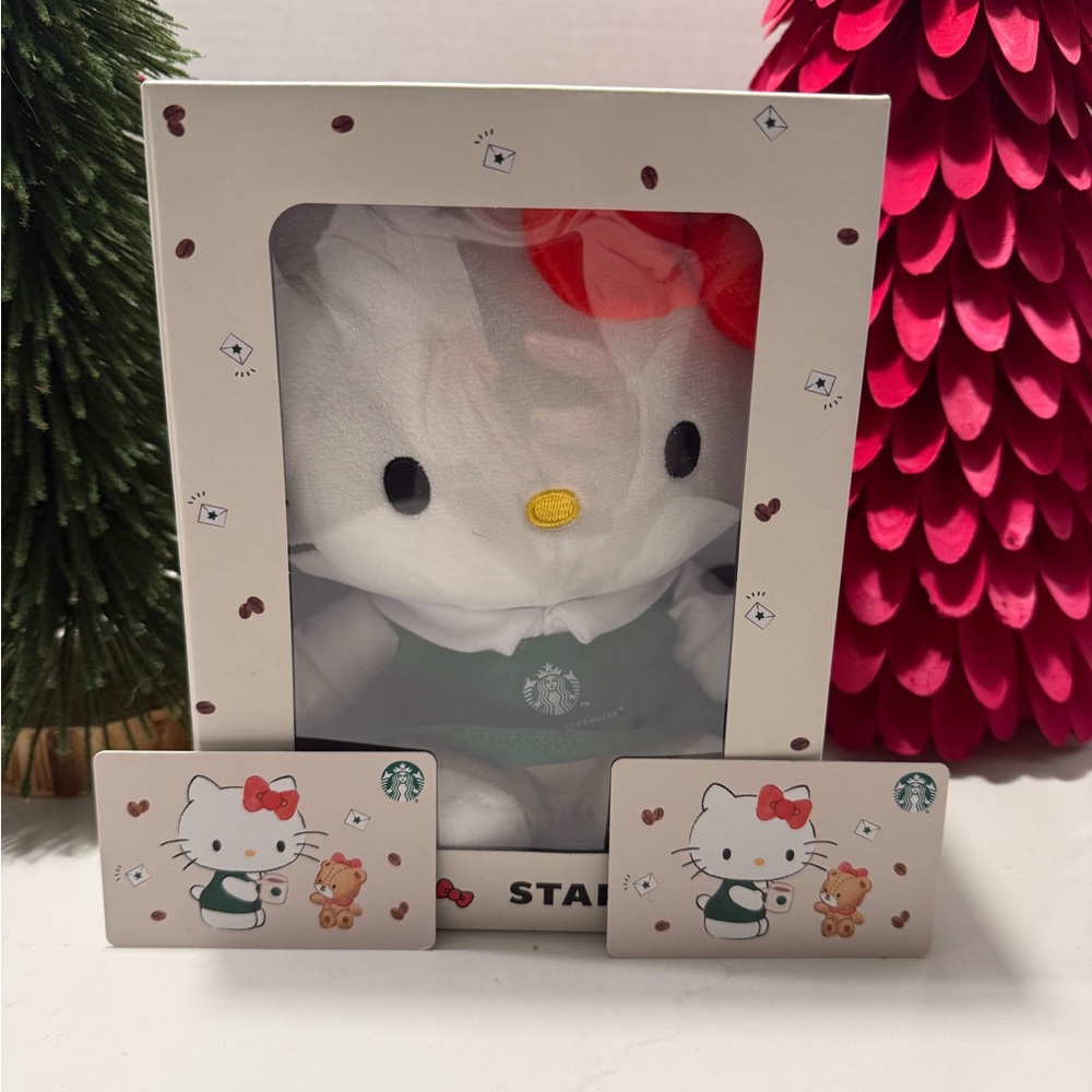 Starbucks x Hello Kitty 2025 Barista Plush - NIB plus 2 (No Value) Gift Cards